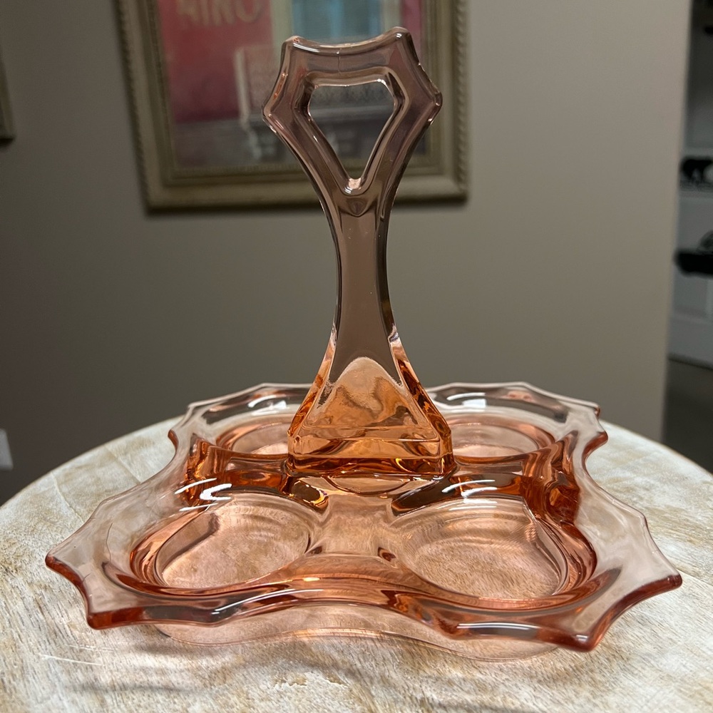 Pink Depression Glass Serving Tray